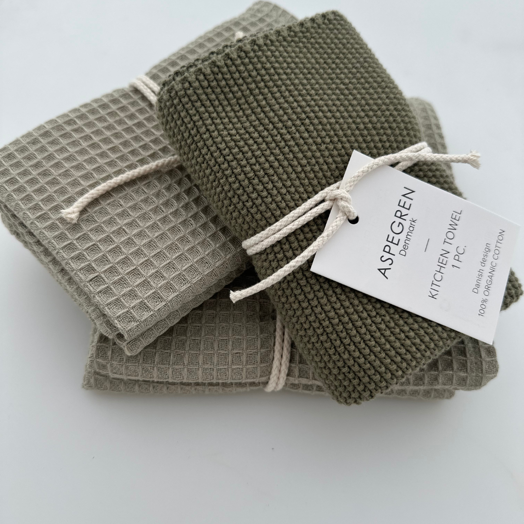 Disktrasor i ekologisk bomull, sett om 2 - North Green Tea 28×32 cm