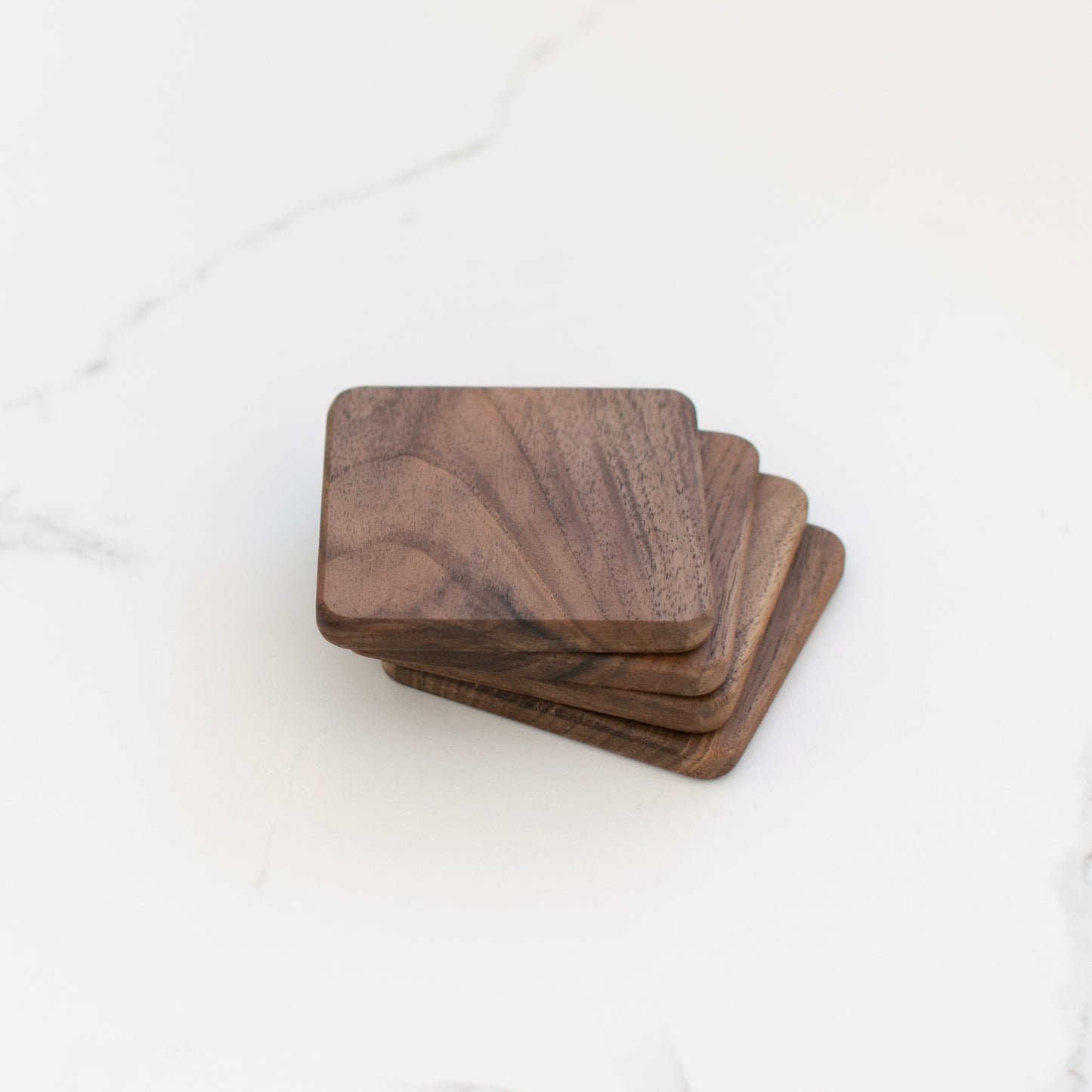 Wooden Oak Walnut Coasters for Glasses, Cups or Candles. Set of 4.
