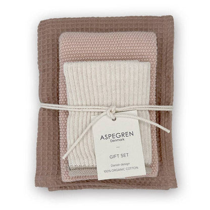 Presentset i 100% ekologisk bomull, set med 3 delar - Mocha Mousse