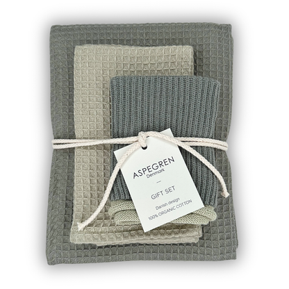 Presentset i 100% ekologisk bomull, set med 3 delar - Pine Tea: